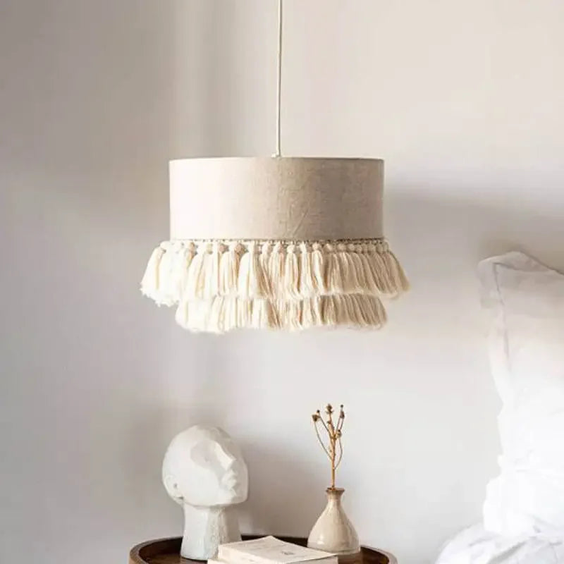 SabiGlow – Boho Wabi Sabi Stoff-Hängelampe