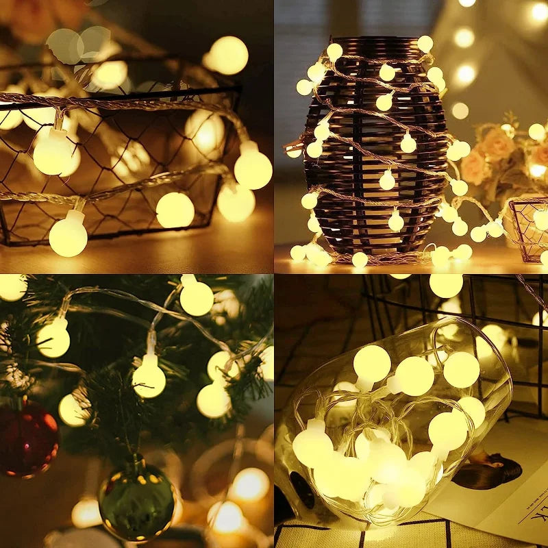 LumiGlobe 10M Kleine Kugel-Lichterkette – USB/Batterie