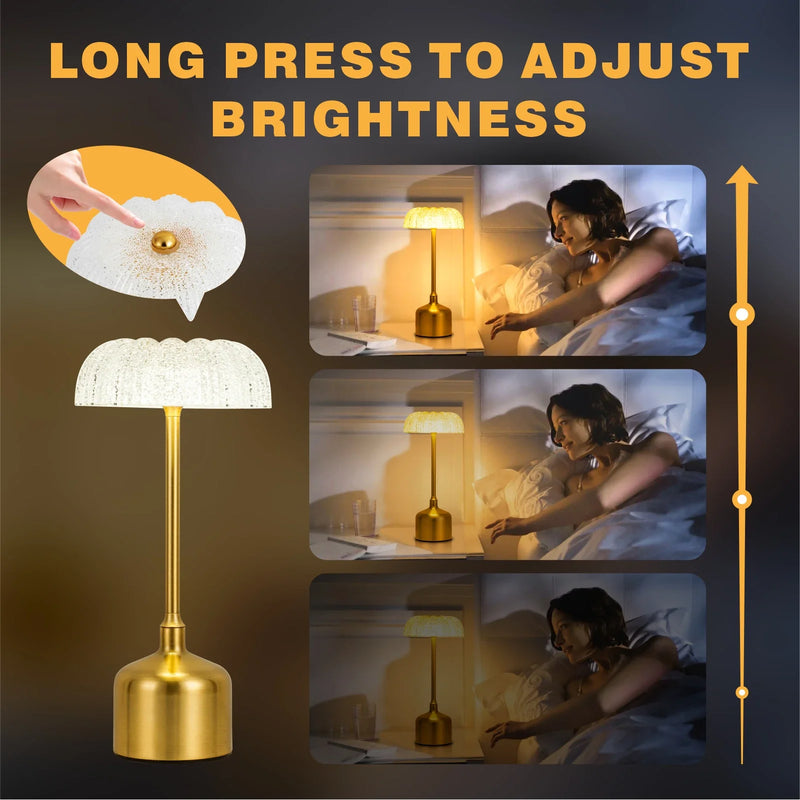 LumiVintage 3000 – Retro LED Tischlampe mit Touch-Dimmung und 3000mAh Akku