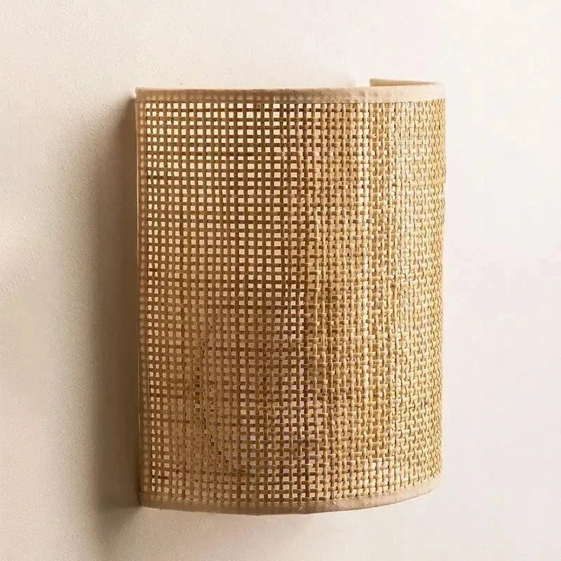 RustiRiet Wandleuchte – Handgeflochtene Rattan-Wandlampe für Schlafzimmer, Wohnzimmer & Flur