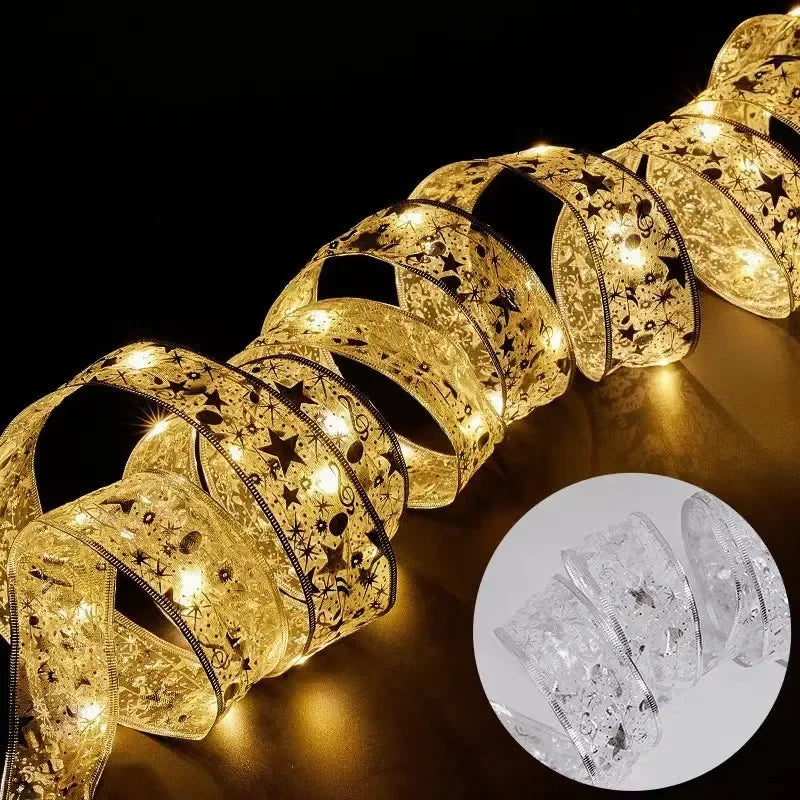 LumiRibbon Goldene Weihnachtsband LED Lichterkette – 2M/5M/10M