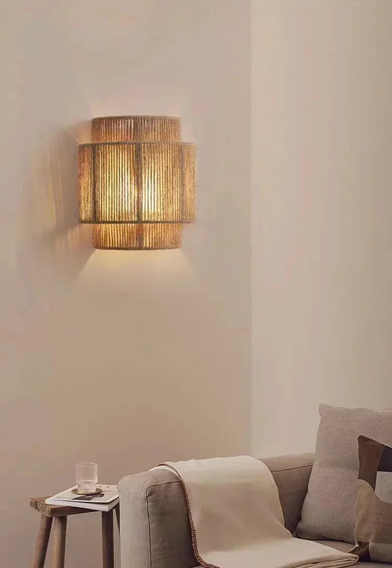 MORI GLOW Handgefertigte Hanfseil-Wandleuchte