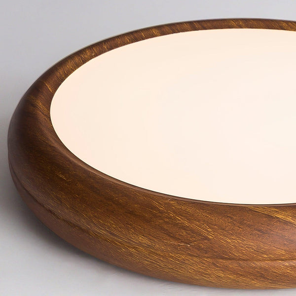 Runde Deckenleuchte mit Holzmaserung