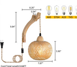 NaturLume Bambus Wandlaterne – Handgeflochtene Wandleuchte aus Rattan mit E27 Sockel