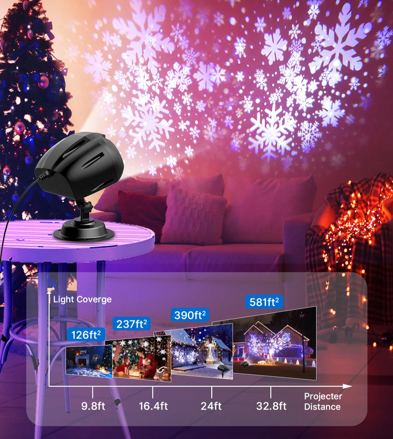SNOWGLOW – LED Schneefall Projektor mit Doppelkopf