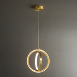 Gold Geometrische Pendelleuchte 2-Ring LED-Hängelampe aus Messing