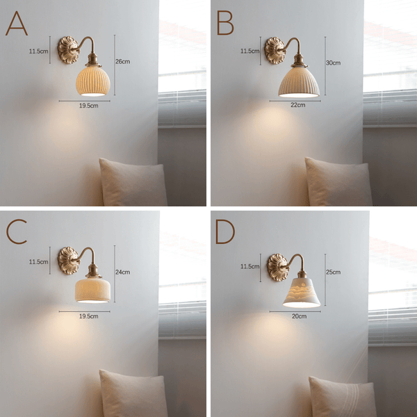 Messing-Keramik-Wandlampe