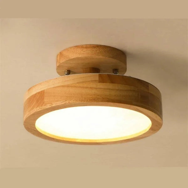 Runde Deckenlampe aus Holz