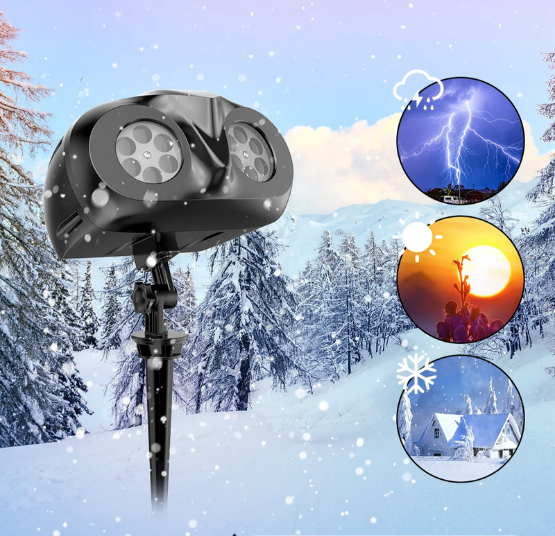 SNOWGLOW – LED Schneefall Projektor mit Doppelkopf