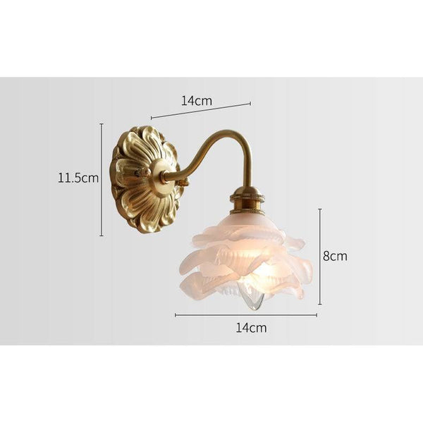 Gebogene Schwanenhals-Wandleuchte aus Glas und Messing