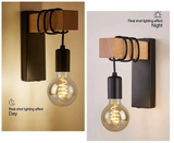 RetroLume – Vintage LED Wandlampe aus Holz & Eisen mit E27 | Industrial & Loft Stil