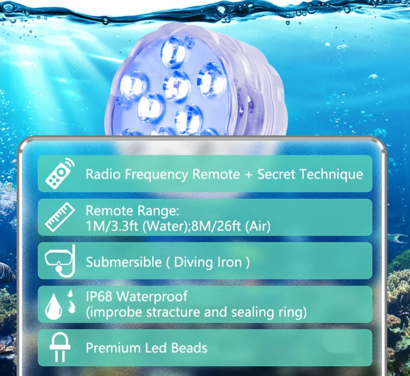 LUMISNAP 10-LED RGB Unterwasser-Magnetleuchten