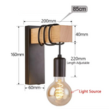 RetroLume – Vintage LED Wandlampe aus Holz & Eisen mit E27 | Industrial & Loft Stil