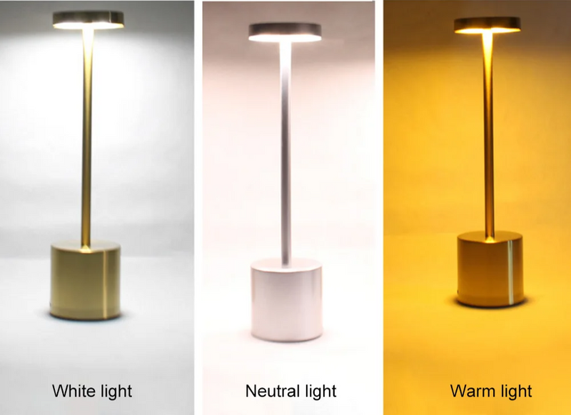 LumiÉlan – Klassische Wiederaufladbare Tischlampe mit Touch, 3 Farben & Stufenloser Dimmung