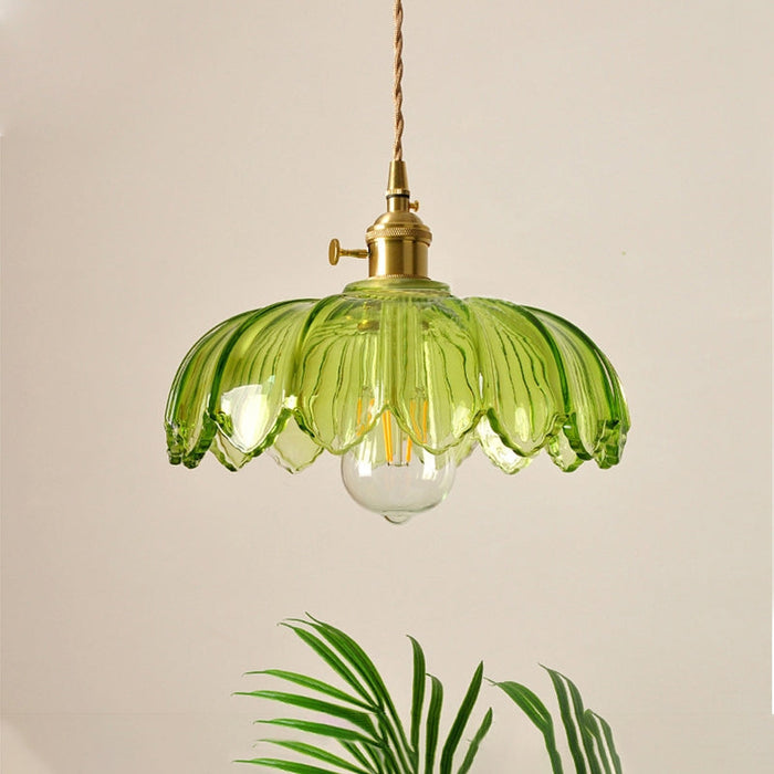 Vintage Glasblumen-Hängelampe