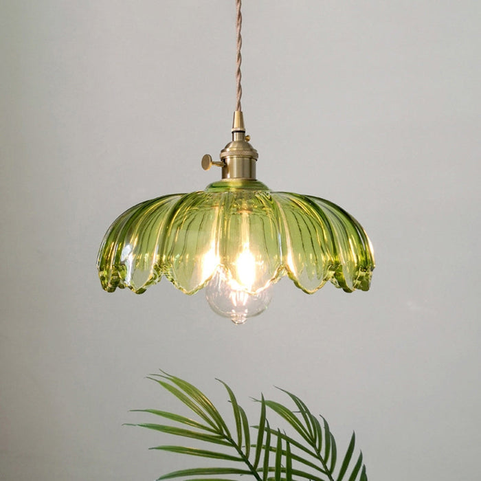 Vintage Glasblumen-Hängelampe