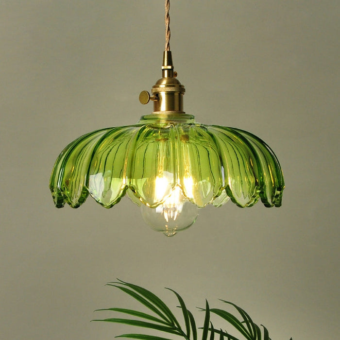 Vintage Glasblumen-Hängelampe