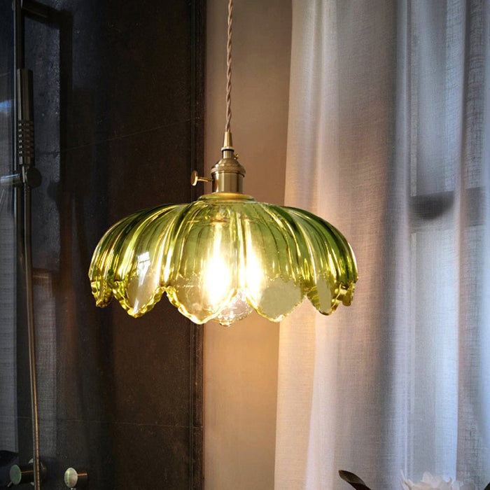 Vintage Glasblumen-Hängelampe