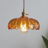 Vintage Glasblumen-Hängelampe