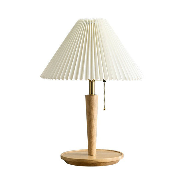 Vintage Plissee-Tischlampe aus Holz