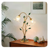 Französische Glasblumen Tischlampe