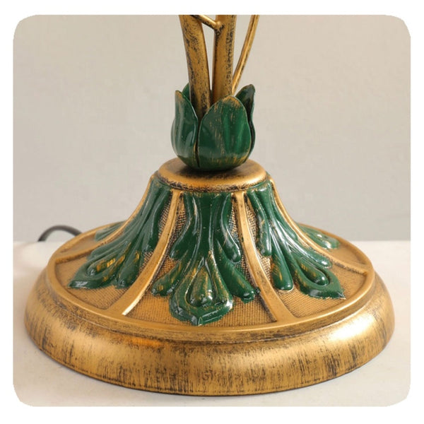 Französische Glasblumen Tischlampe