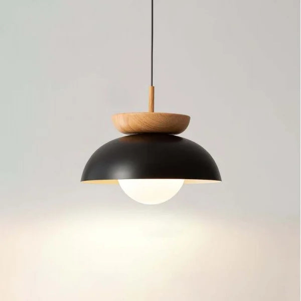 Minimalistische skandinavische Hängelampe aus Halbholz
