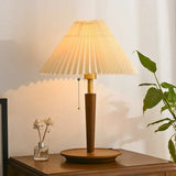 Vintage Plissee-Tischlampe aus Holz