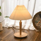 Vintage Plissee-Tischlampe aus Holz