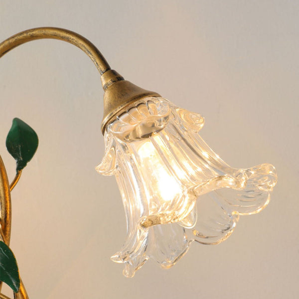 Französische Glasblumen Tischlampe