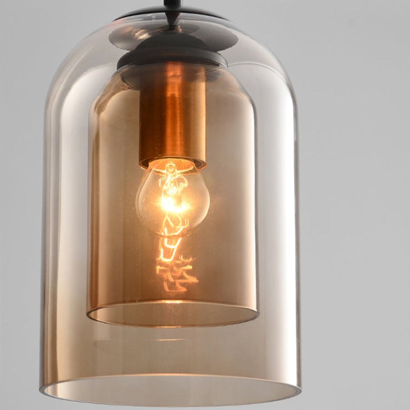 Mica Mid-Century Hängelampen mit Doppelglas