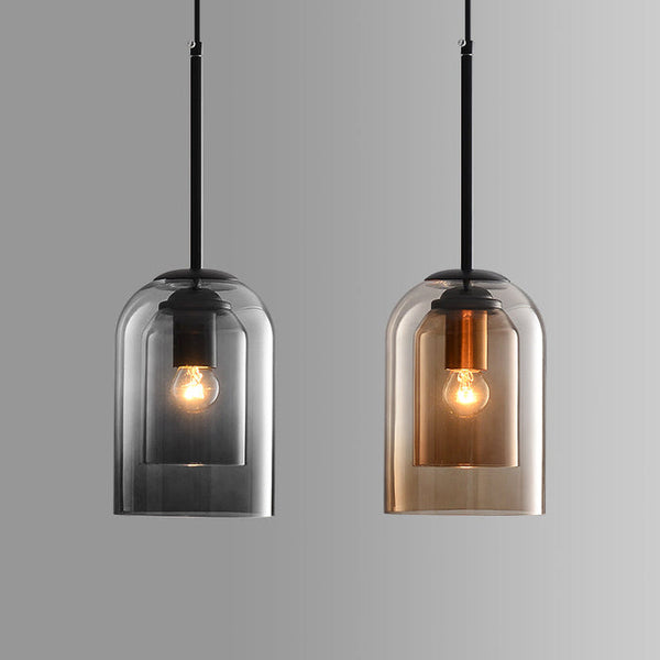 Mica Mid-Century Hängelampen mit Doppelglas