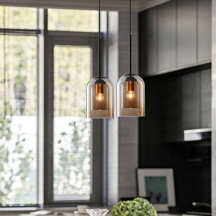 Mica Mid-Century Hängelampen mit Doppelglas