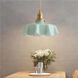 Hängelampe im Retro-Stil, Glasblume, cremefarben