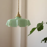 Hängelampe im Retro-Stil, Glasblume, cremefarben