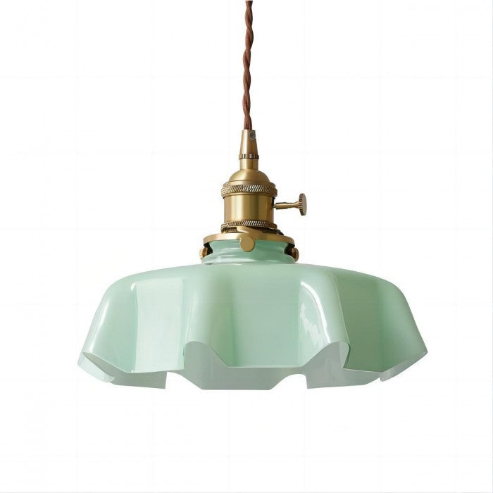 Hängelampe im Retro-Stil, Glasblume, cremefarben