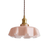 Hängelampe im Retro-Stil, Glasblume, cremefarben