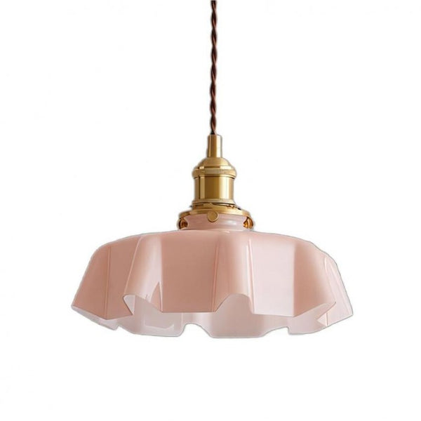 Hängelampe im Retro-Stil, Glasblume, cremefarben
