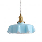 Hängelampe im Retro-Stil, Glasblume, cremefarben