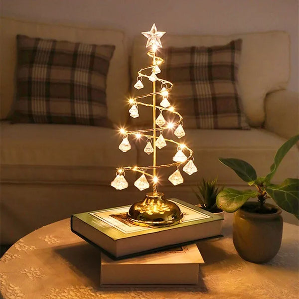Kristall-Tischlampe in Form eines bezaubernden Weihnachtsbaums