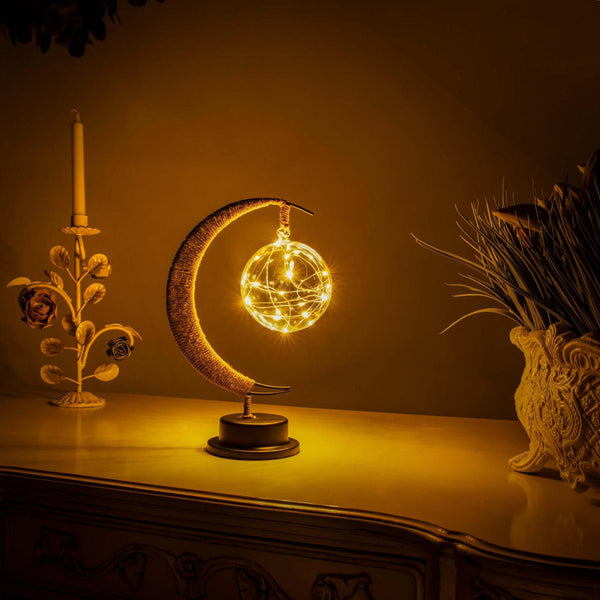 Enchanted Glas Mond Lampe mit warmem Licht für auf dem Tisch