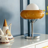 Vintage Bauhaus Gelbe Glas-Tischlampe