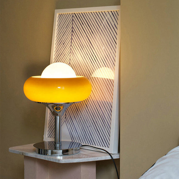 Vintage Bauhaus Gelbe Glas-Tischlampe