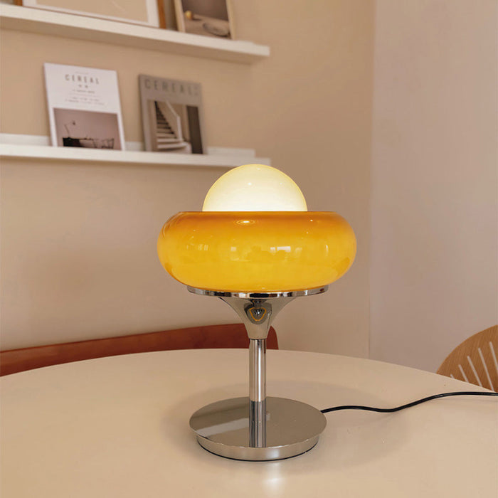 Vintage Bauhaus Gelbe Glas-Tischlampe
