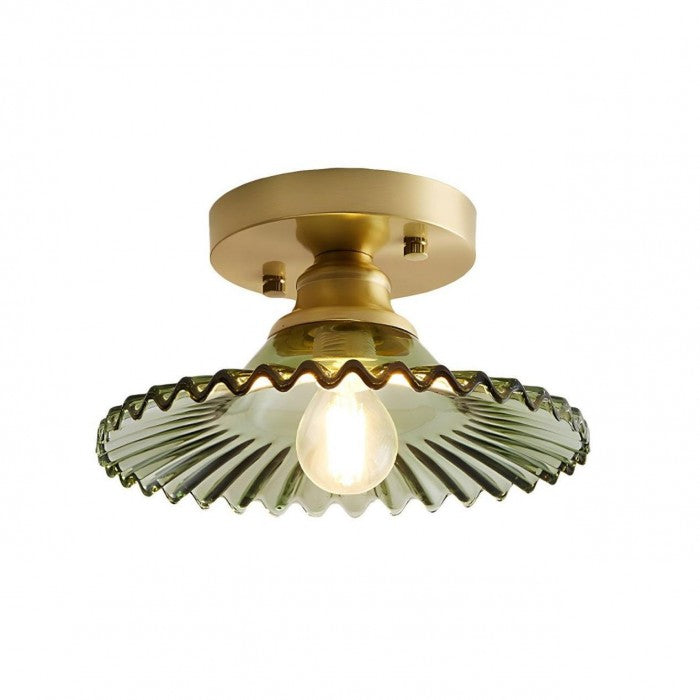 Gerippte Vintage-Deckenlampe aus klarem Glas