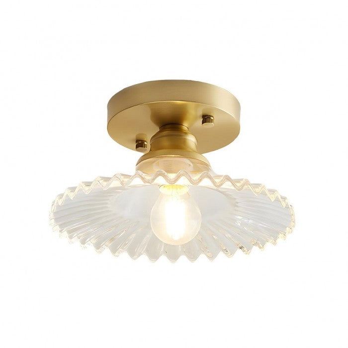 Gerippte Vintage-Deckenlampe aus klarem Glas