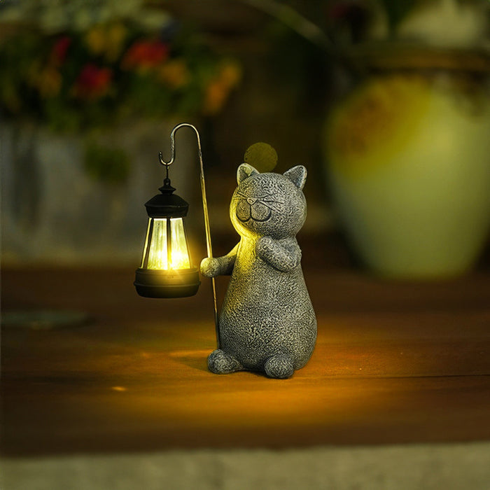 Golden leuchtende Katzengartenlampe